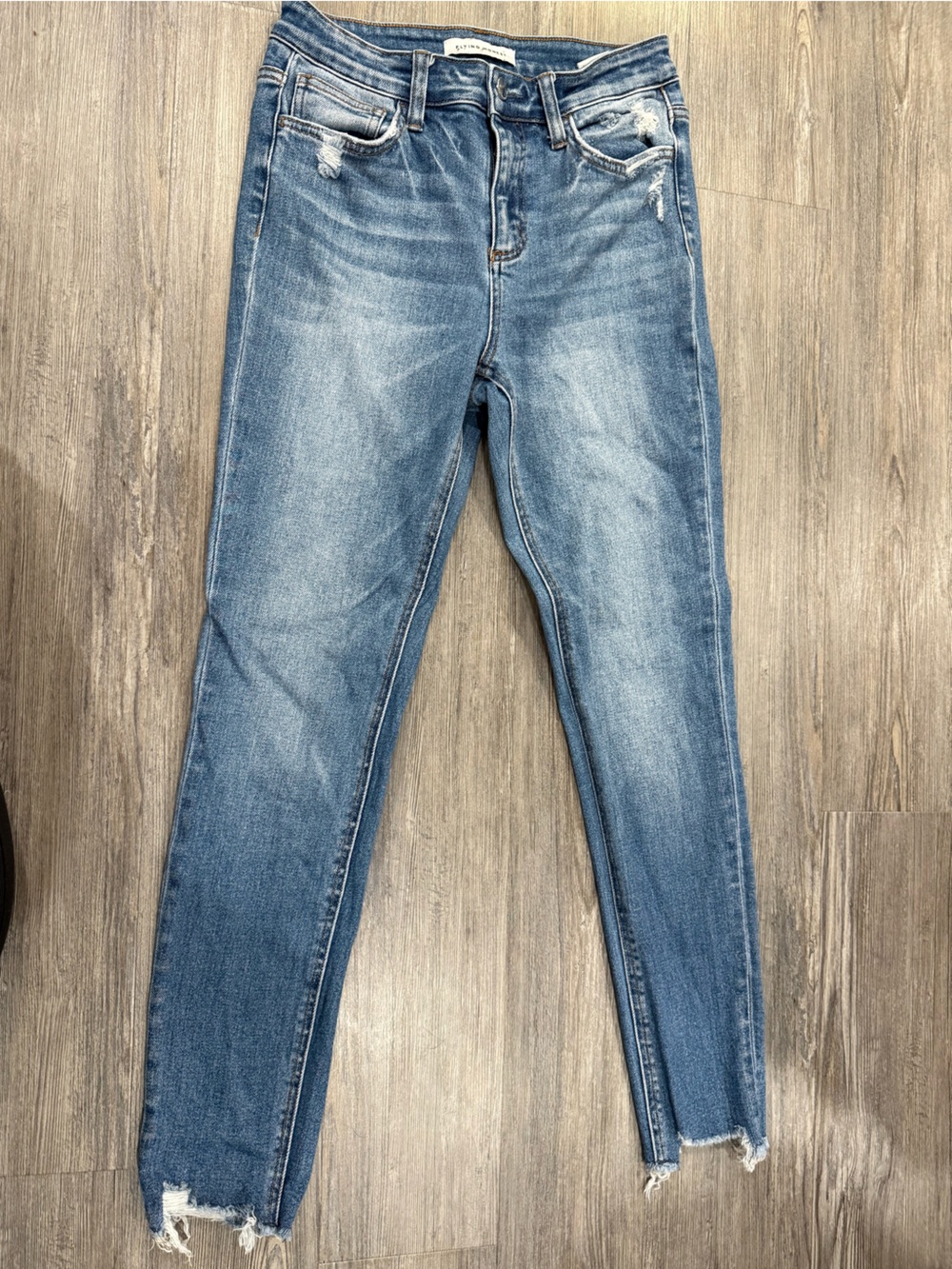 Flying Monkey Light Wash Skinny Jeans with Raw Hem